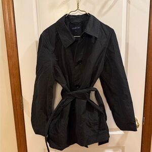 Jones New York Black Trench Coat with White Dots